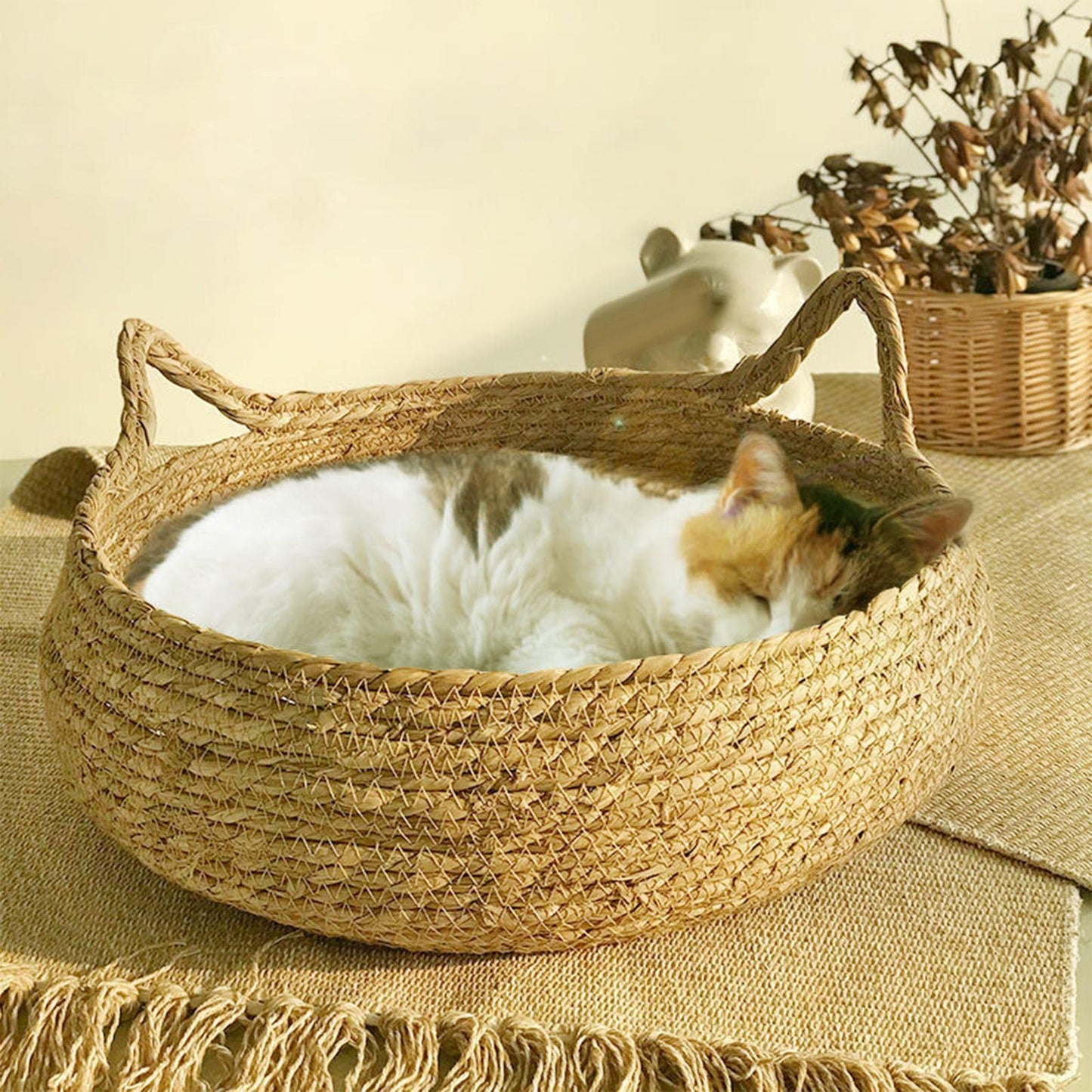 Rascador de Cama para Gatos con cojín extraíble Accs cómodo Lavable salón Cama Gato rascador para Cachorro, Blanco 35cm