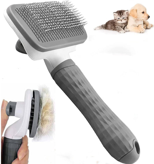 Aorpdd Cepillo de Perros Gato - Cepillo Para Perros y Gatos Removedor de Cabello,Cepillo de Pelo de Gato con Cabeza de Goma de Acero Inoxidable Flexible, Depiladora para Animales Pequeños (Gray)