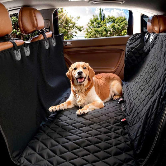 ZUMECA Cubierto Asiento Coche Perro, Funda Coche Mascota Impermeable, Cubierta para Mascotas, Funda Cubre Asientos de Autos, Ideal para Perros y Gatos, para Asiento Trasero, Cajuela o Sofa (Negro)