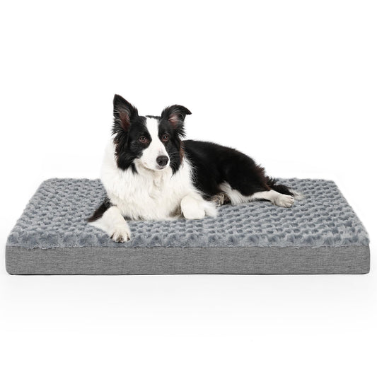 Arien Cama Ortopédica para Perros, Cama para Perro Grandes, Almohadillas para Jaulas de Perros con Funda extraíble y Suave Piel sintética, Cama Lavable para Perros Grandes con Fondo Antideslizante