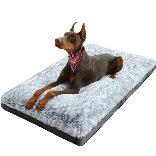 Cama para perro, camas de felpa para perros grandes, cama lavable y fija para perros con parte inferior antideslizante impermeable, tapetes suaves y esponjosos para perros para dormir y aliviar la ansiedad
