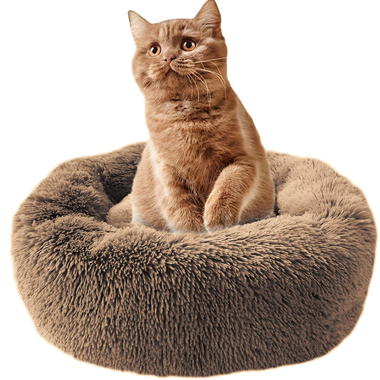 Cama Perro Deluxe Felpa Redonda, cómoda Cama Redonda para Mascotas con Forma de rosquilla para Perros y Gatos,Camas esponjosas para perros pequeños(Diámetro:50 CM,60CM) (Pequeño -50cm)