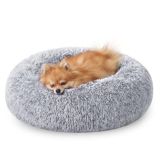 Feandrea Cama de Perros, Cama para Mascotas, Cojín Central Extraíble y Lavable, Alfombra de Felpa Suave y Mullida, 60 cm de Diámetro, Gris Ombré MPGW038G01